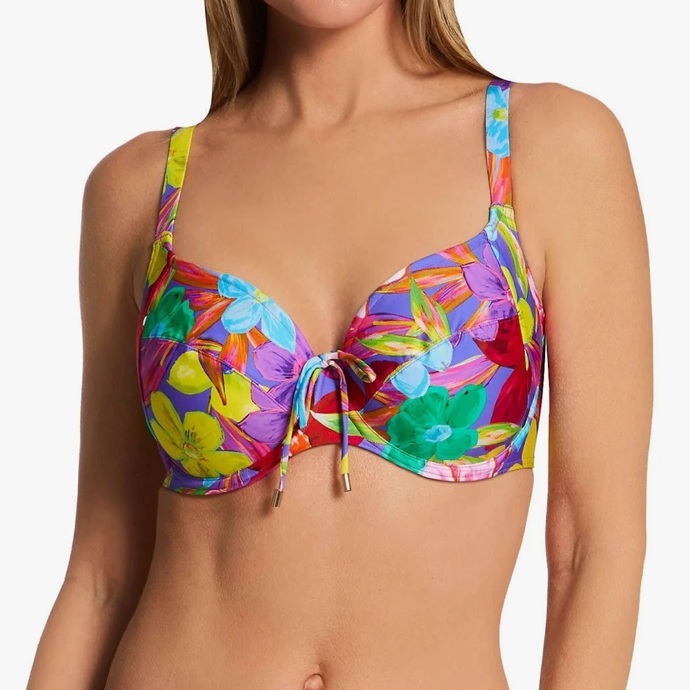Prima Donna Multicolor Floral Bikini Top - Purple, Green, Yellow, Blue, Red